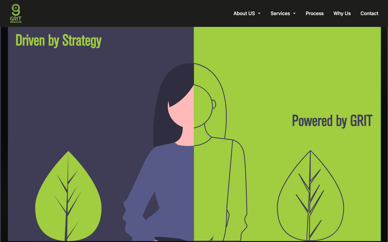 GRIT-360 hero section with futuristic dark design