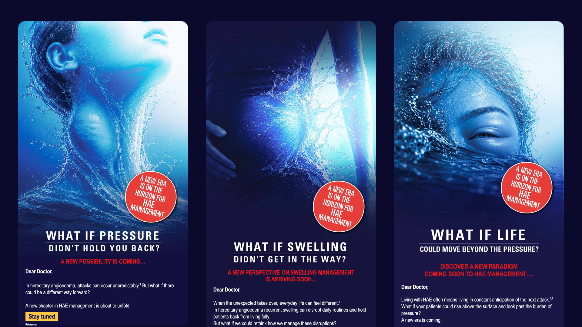 The three teaser emails side by side