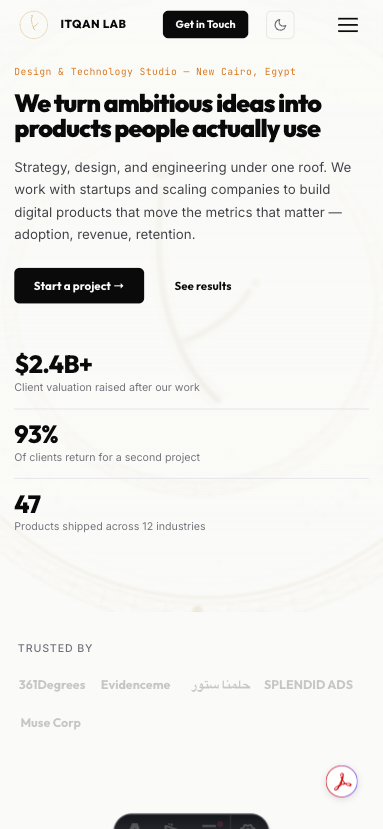 Responsive design — English and Arabic on mobile