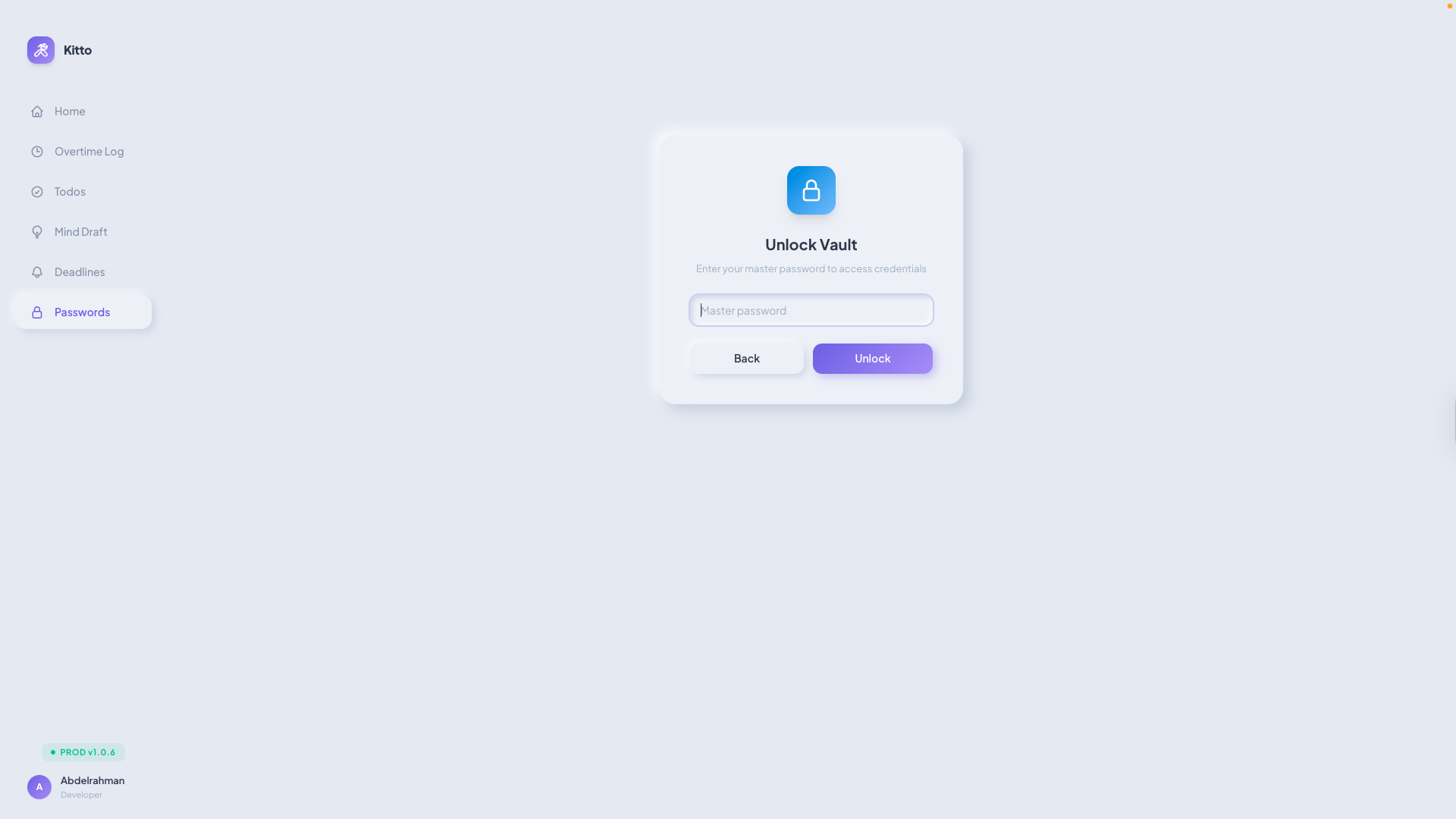 Encrypted password vault with master password