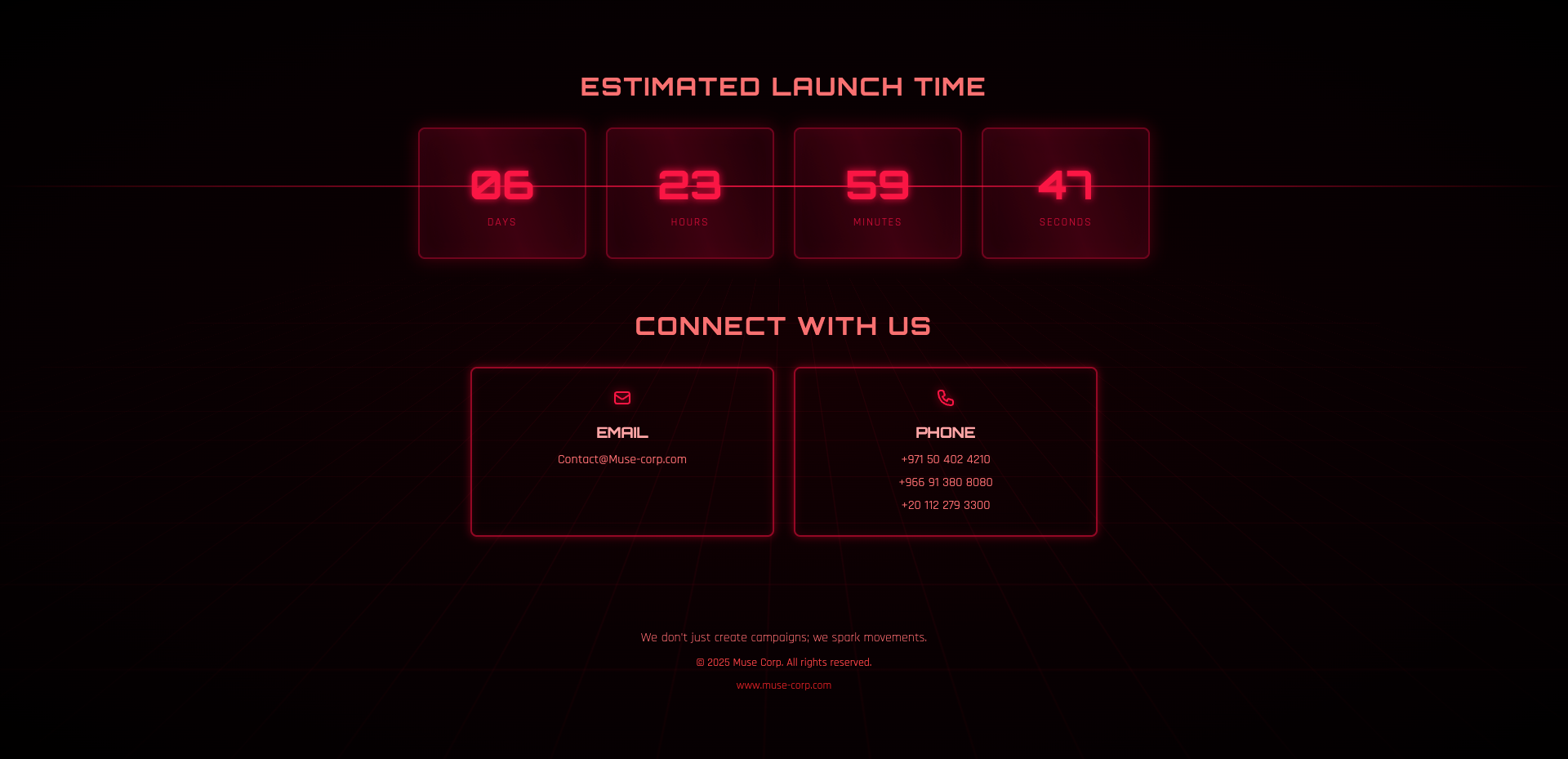 Countdown timer and contact information