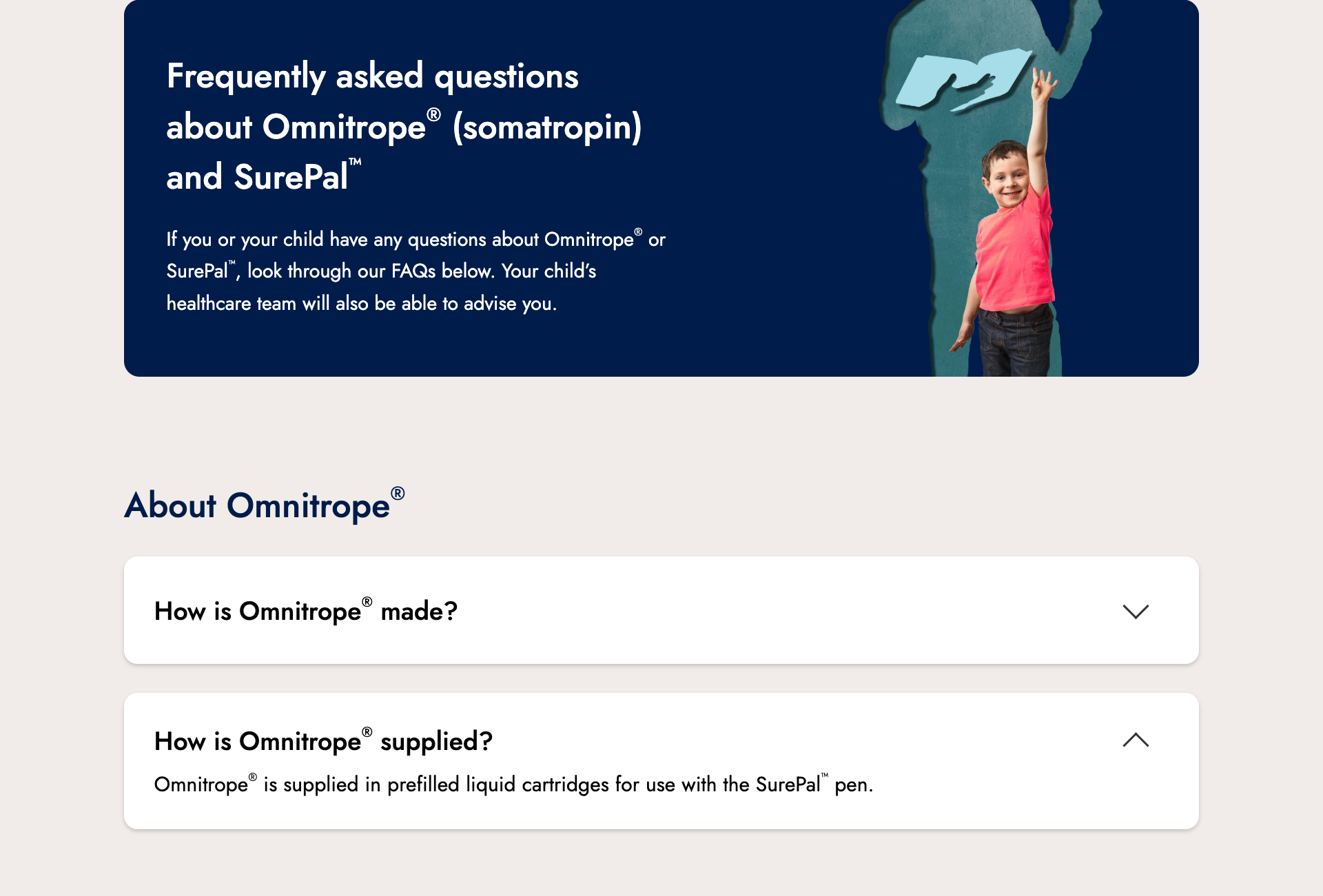 The FAQ section with one question open