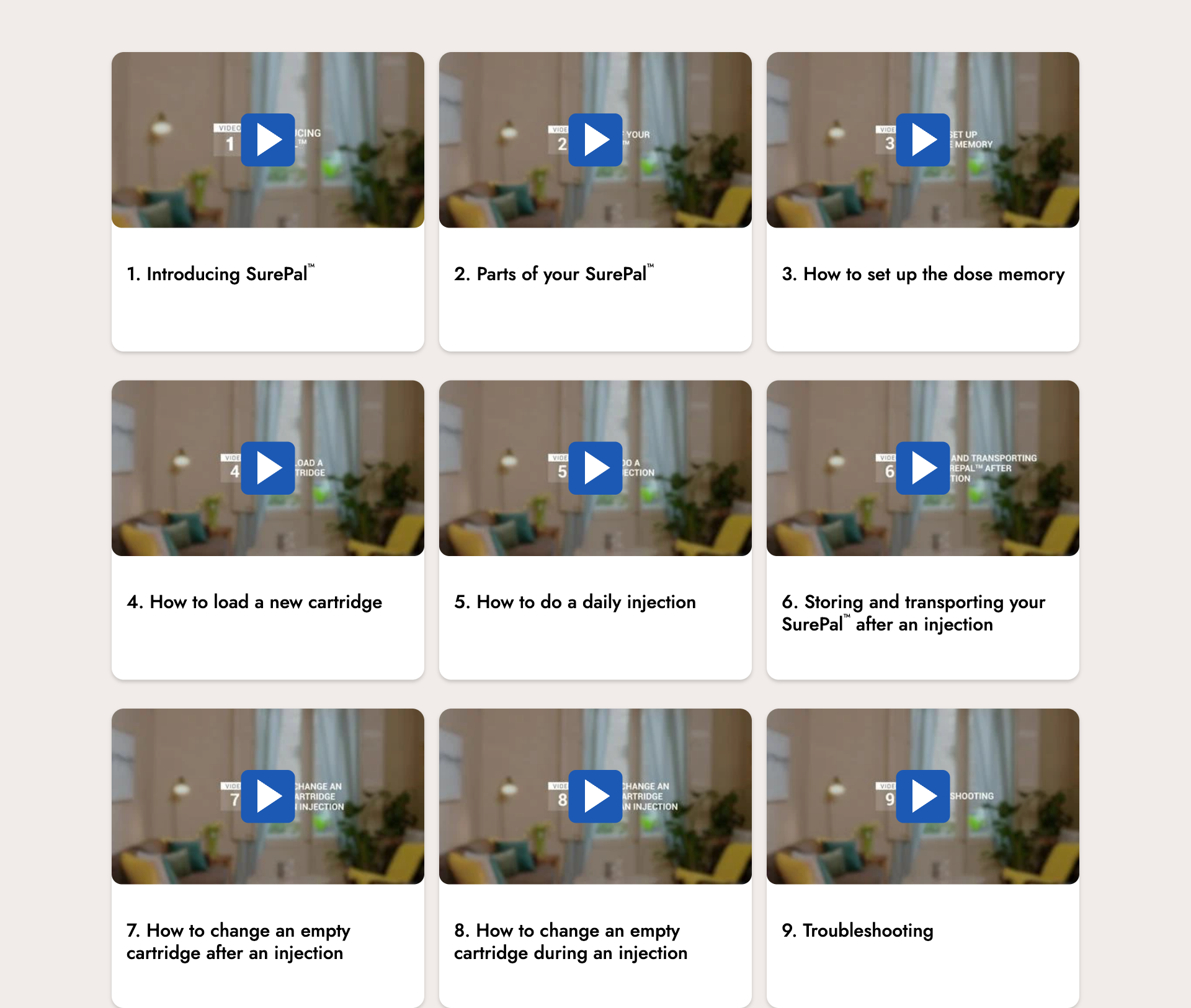 The nine video cards in three rows