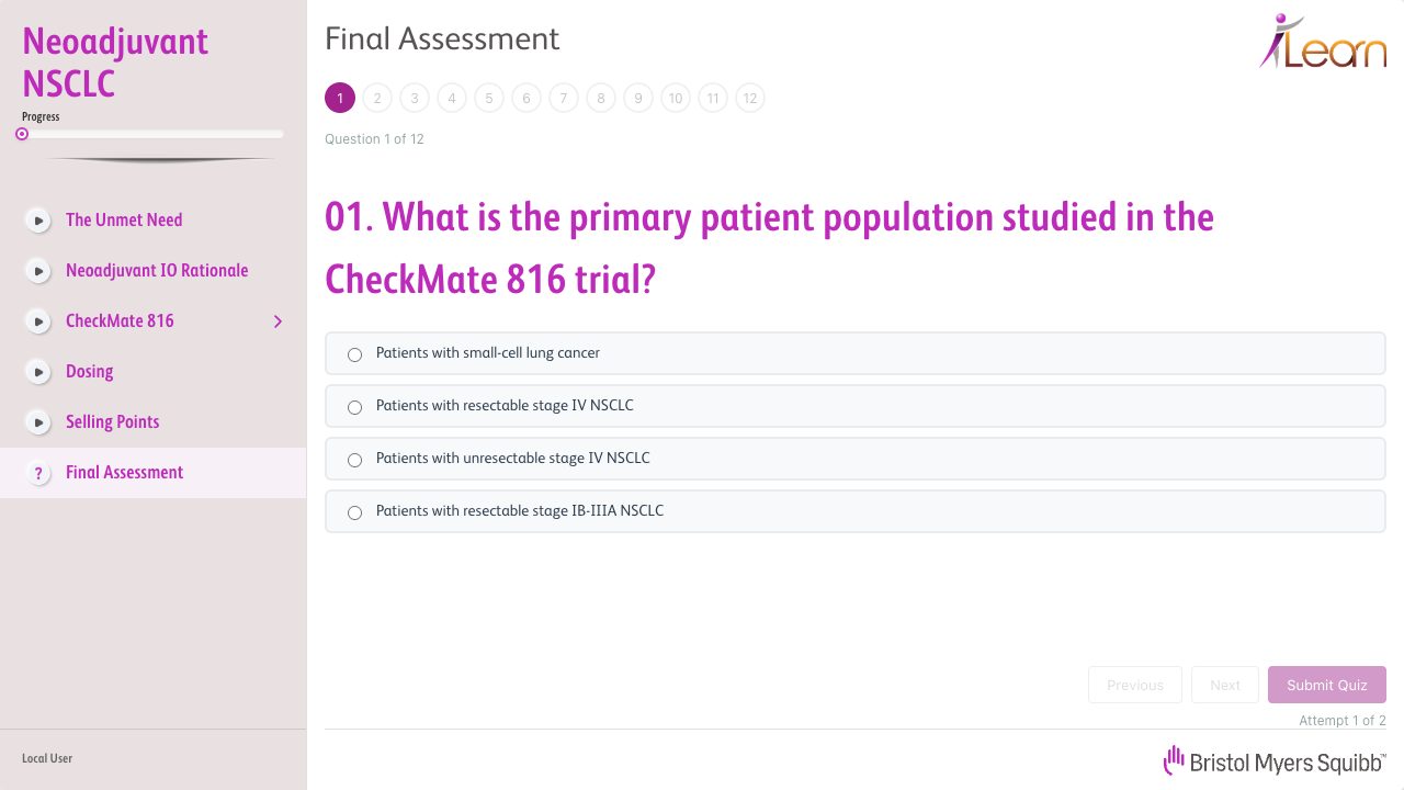 Final assessment with multiple-choice questions