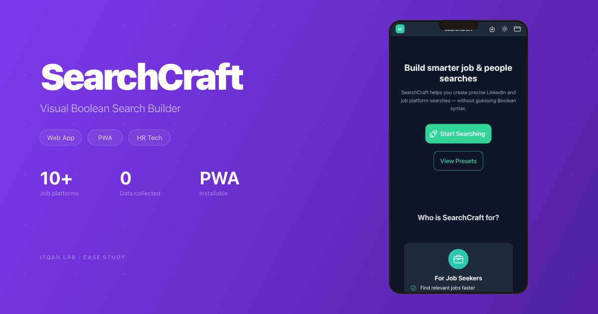 SearchCraft — Visual Boolean Search Builder